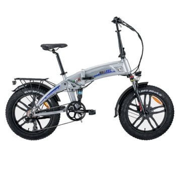 Fat E-Bike Pieghevole NCX RD5 Alloy 20" 250W 36V - Colore Argento/Blu Bulldog Design
