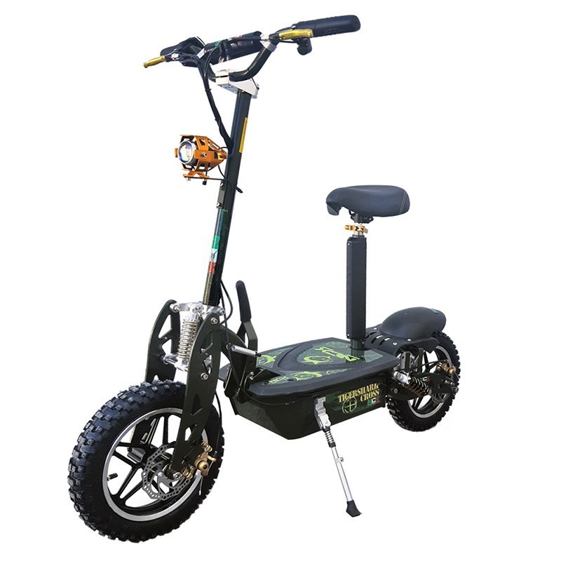 Monopattino Elettrico Offroad NCX TigerShark 1000W 48V Cross - Colore Giallo - Vista Frontale Sinistra