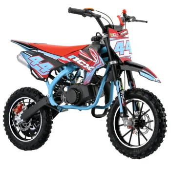 Mini Cross Vyper 50cc R10/10 Pro Race - Colore Celeste-Rosso - Vista 45° Frontale