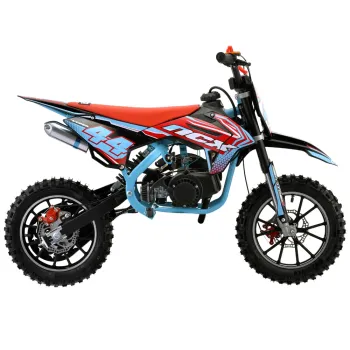 Mini Cross Vyper 50cc R10/10 Pro Race - Colore Celeste-Rosso - Vista 45° Laterale