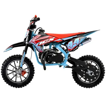 Mini Cross Vyper 50cc R10/10 Pro Race - Colore Celeste-Rosso - Vista 45° Laterale