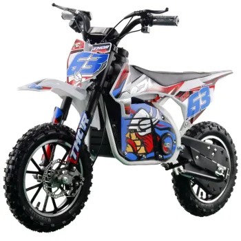 Mini Cross Elettrica Thor Basic 1000W 36V 7Ah - Colore Bianco-Rosso-Blu - Vista Frontale Sinistra