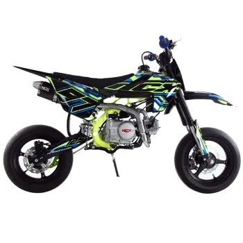 Pit Bike NCX SXR 125 12/12 Doppia Marmitta (Telaio 17/14) - Colore Nero-Blu-Giallo - Vista Laterale Destra