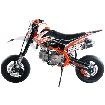 Pit Bike NCX Vyper 140 12/12 Supermotard - Colore Bianco-Arancio - Vista 45° Laterale