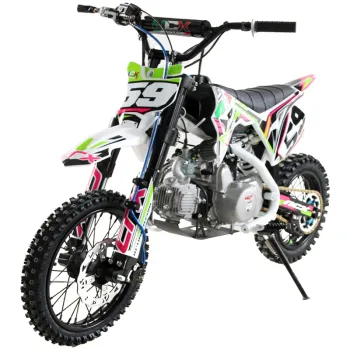 Pit Bike NCX CRX 125cc 14/12 Automatica Gold - Colore Nero-Verde-Rosa - Vista 45° Frontale