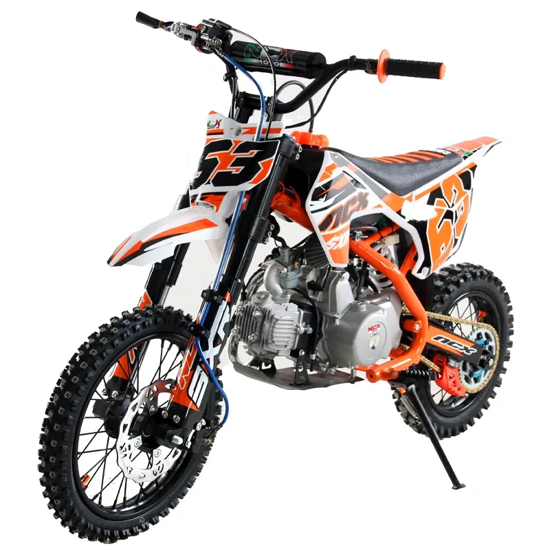 Pit Bike NCX SXR 125cc 14/12 Automatica Gold - Colore Bianco-Arancio - Vista Frontale Sinistra