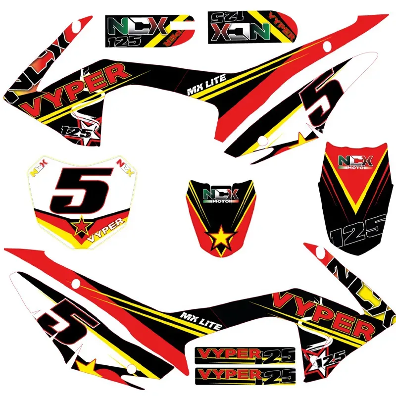 Kit Grafiche Originali NCX per PitBike Vyper Nero in Cristal
