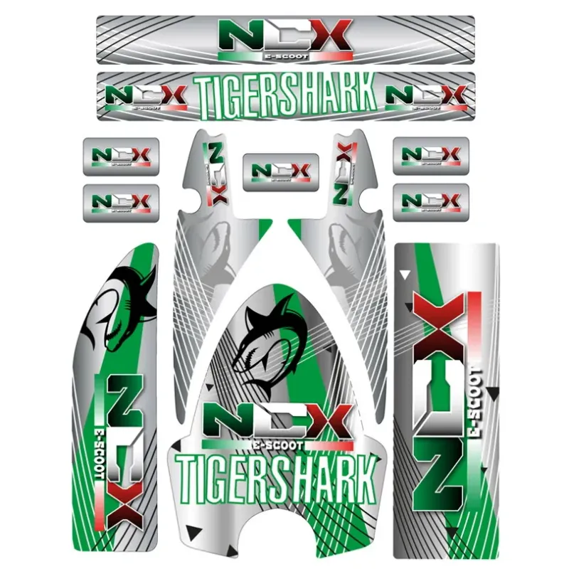 Kit Grafiche Originali NCX per Monopattino Tigershark Verde in Pvc 55µm