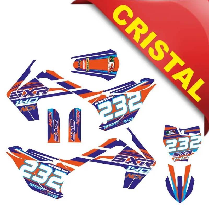 Kit Grafiche Originali NCX per PitBike SXR 140cc 17/14 Arancio / Blu in Cristal