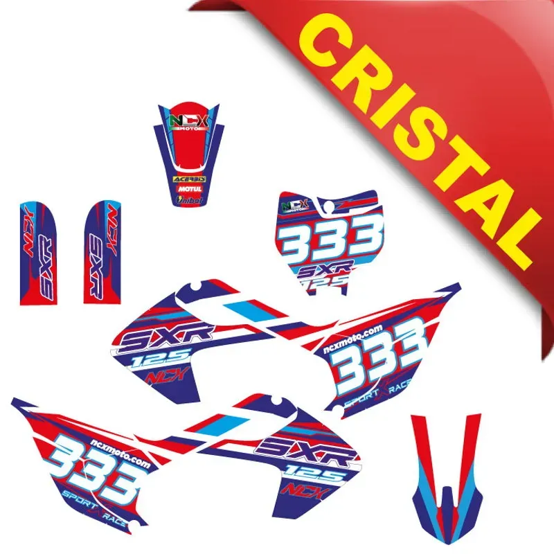 Kit Grafiche Originali NCX per PitBike SXR 125cc 14/12 Rosso / Blu in Cristal