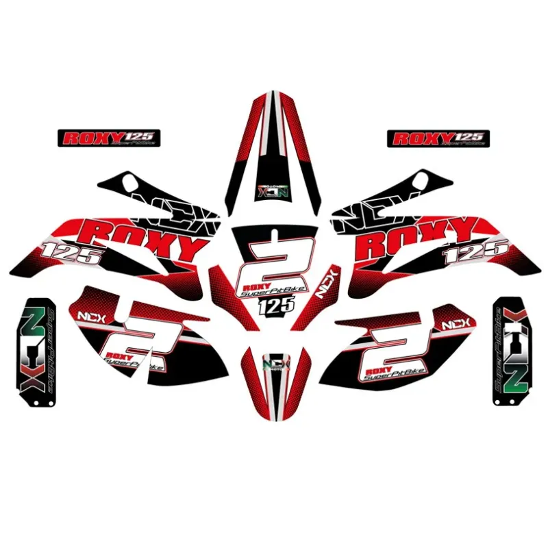 Kit Grafiche Originali NCX per PitBike Roxy Rosso in Pvc 55 Micron