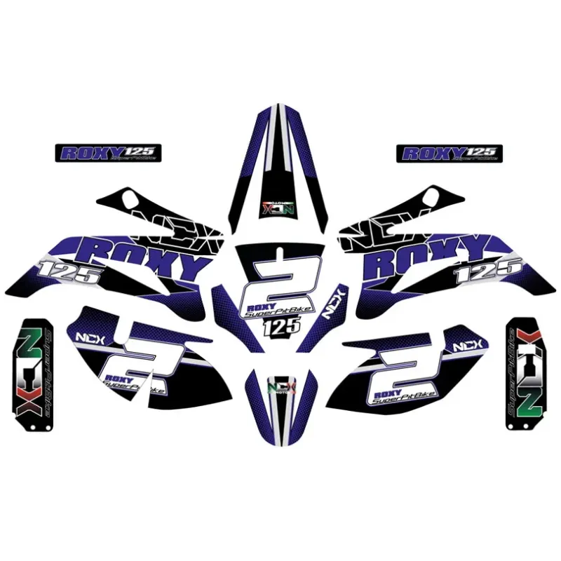 Kit Grafiche Originali NCX per PitBike Roxy Blu in Pvc 55 Micron