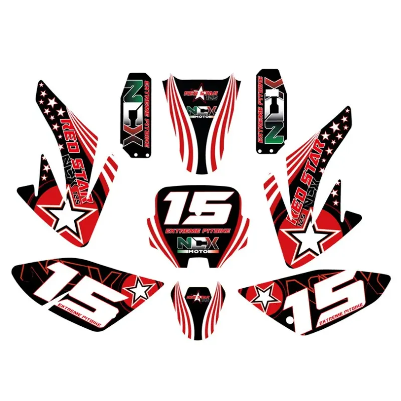 Kit Grafiche Originali NCX per PitBike Red Star in Pvc 55 Micron