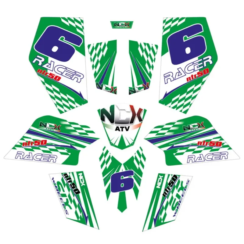 Kit Grafiche Originali NCX per MiniQuad Racer Verde/Blu/Bianco in Pvc 55 Micron