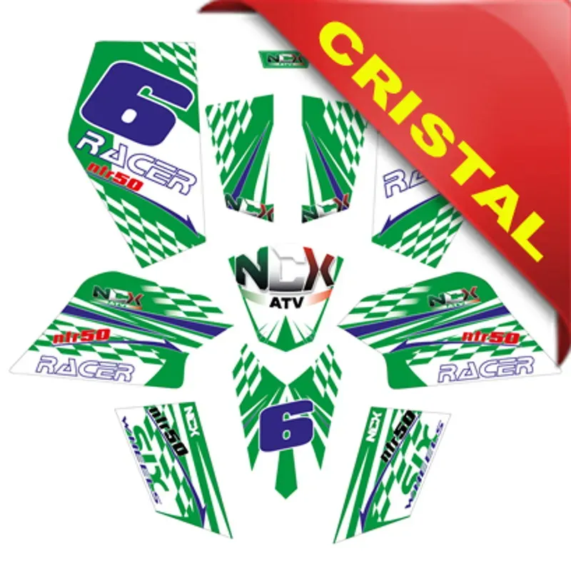 Kit Grafiche Originali NCX per MiniQuad Racer Verde/Blu/Bianco in Cristal