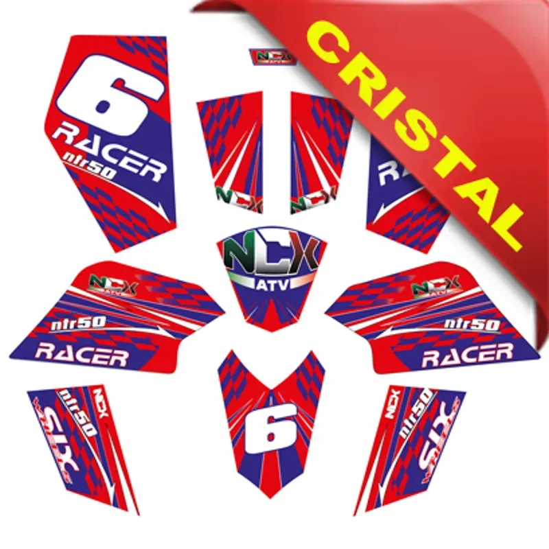 Kit Grafiche Originali NCX per MiniQuad Racer Rosso/Blu in Cristal