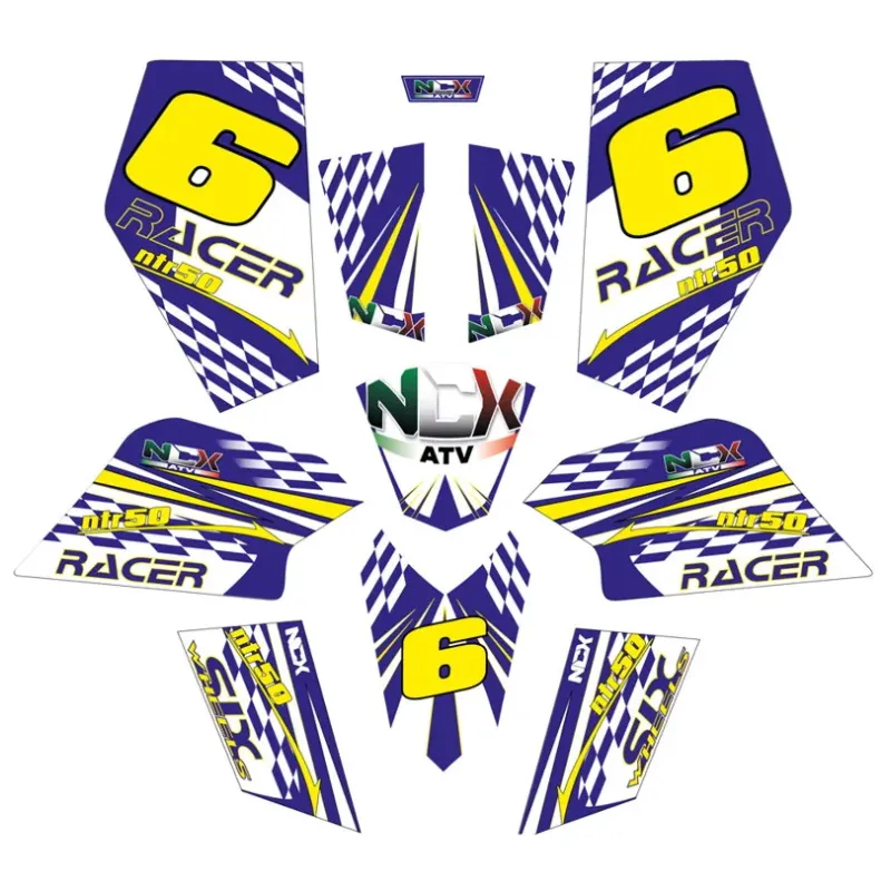 Kit Grafiche Originali NCX per MiniQuad Racer Blu/Giallo in Pvc 55 Micron
