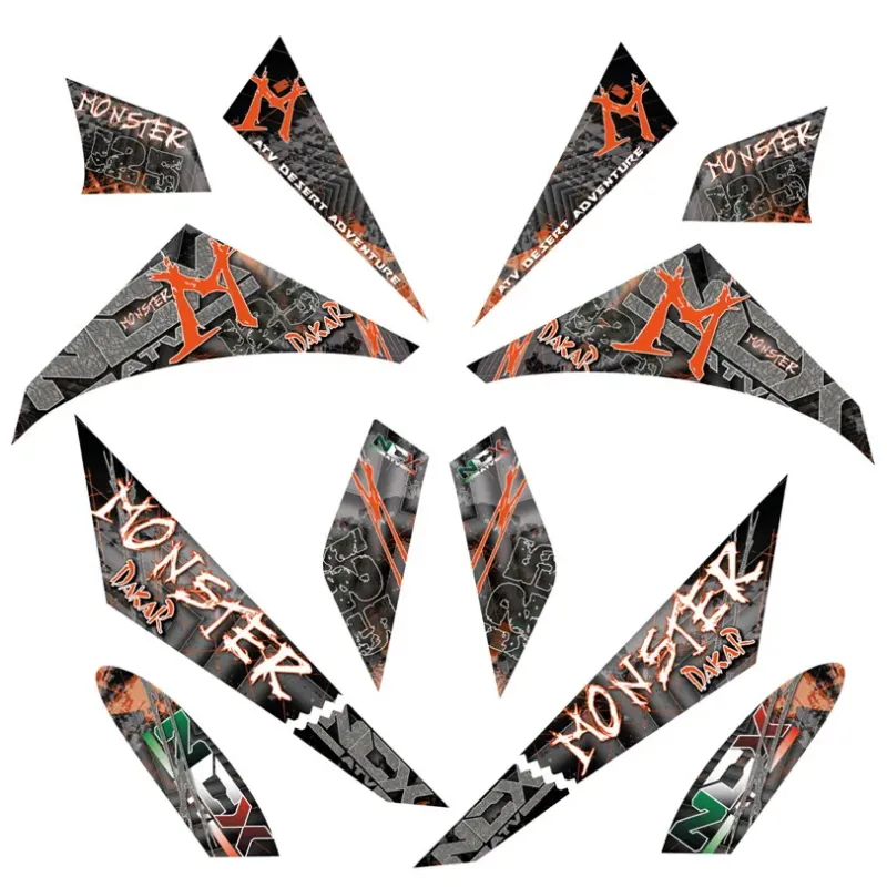 Kit Grafiche Originali NCX per Quad Monster Dakar Arancio in Pvc 55 Micron