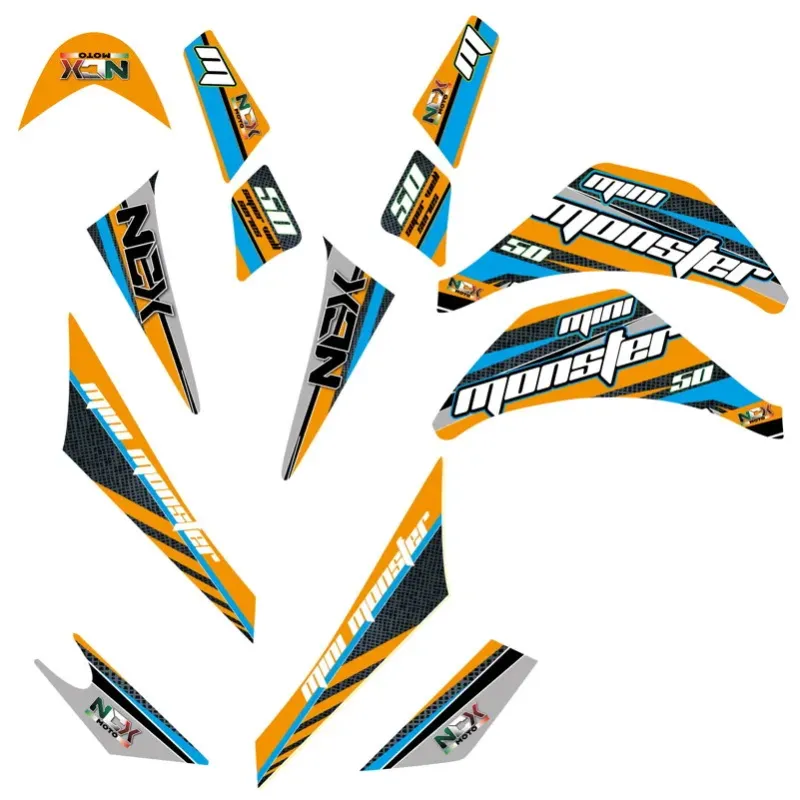 Kit Grafiche Originali NCX per MiniQuad Mini Monster Arancio in Pvc 55 Micron
