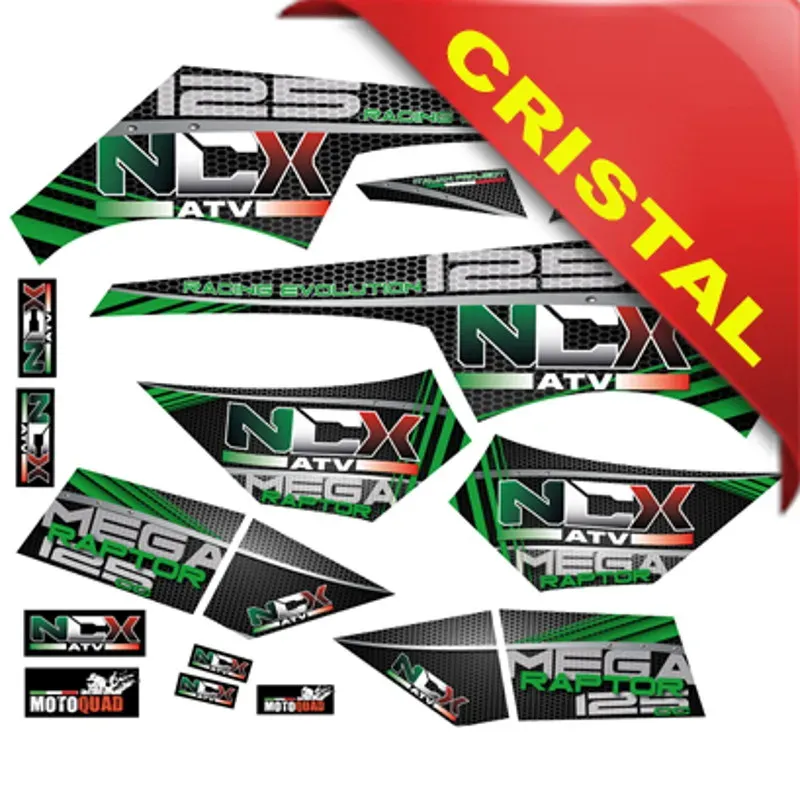 Kit Grafiche Originali NCX per Quad Mega Raptor Verde in Cristal