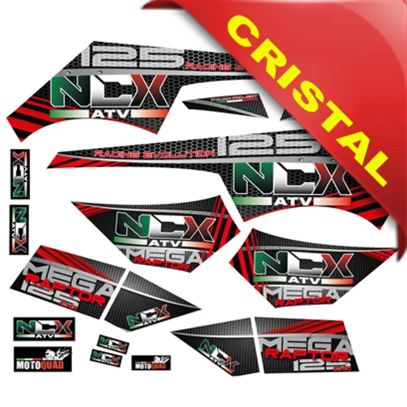 Kit Grafiche Originali NCX per Quad Mega Raptor Rosso in Cristal