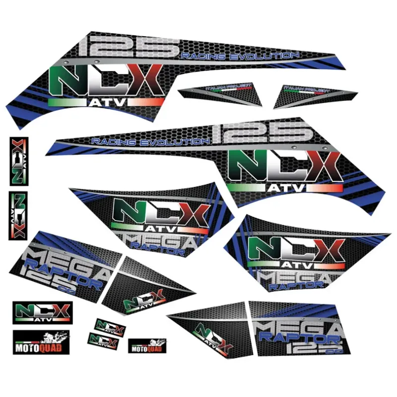 Kit Grafiche Originali NCX per Quad Mega Raptor Blu in Pvc 55 Micron