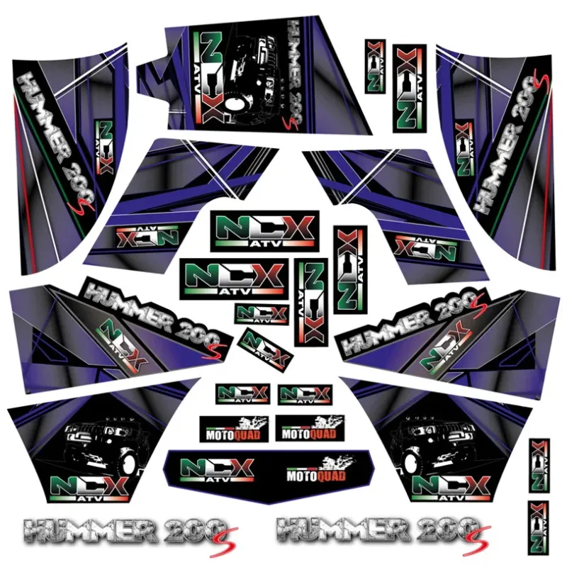 Kit Grafiche Originali NCX per Quad Mega Hummer Blu in Pvc 55 Micron