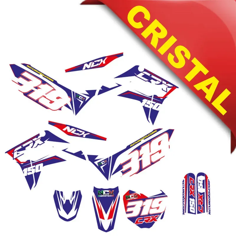 Kit Grafiche Originali NCX per PitBike CRX 150cc 17/14 Blu / Rosso in Cristal