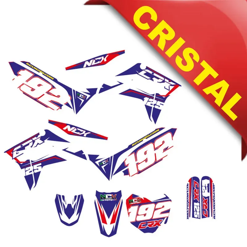 Kit Grafiche Originali NCX per PitBike CRX 125cc 17/14 Blu / Rosso in Cristal