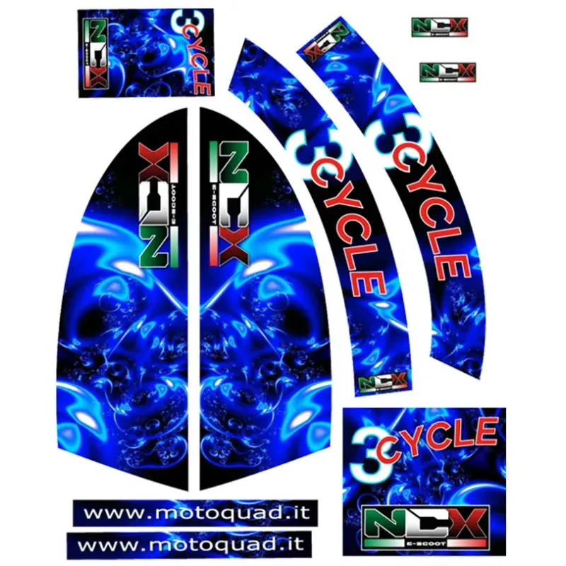 Kit Grafiche Originali NCX per Biga 3Cycle Blu in Pvc 55 Micron