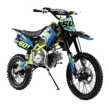 Pit Bike NCX New Vyper Double 140 17/14 4 Marce - Colore Nero-Blu-Giallo - Vista Frontale Destra