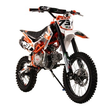 Pit Bike NCX New Vyper Double 140 17/14 4 Marce - Colore Bianco-Arancio - Vista 45° Frontale
