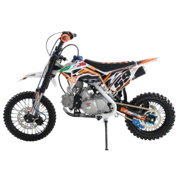 Pit Bike NCX CRX 125cc 14/12 Automatica Gold - Colore Bianco-Arancio - Vista 45° Laterale