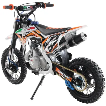 Pit Bike NCX CRX 125cc 14/12 Automatica Gold - Colore Bianco-Arancio - Vista 45° Posteriore