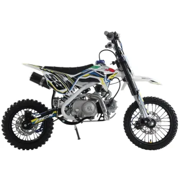 Pit Bike NCX CRX 125cc 14/12 Automatica Gold - Colore Giallo-Bianco-Blu - Vista 45° Laterale