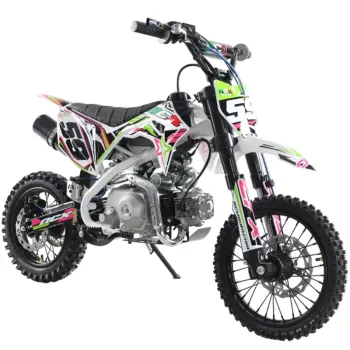 Pit Bike NCX CRX 125cc 14/12 Automatica Gold - Colore Nero-Verde-Rosa - Vista 45° Frontale