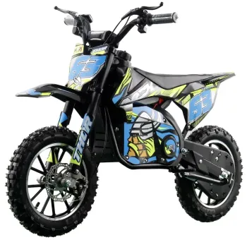 Mini Cross Elettrica Thor EVO 1000W 36V 12Ah - Colore Nero/Blu/Gialla - Vista 45° Frontale