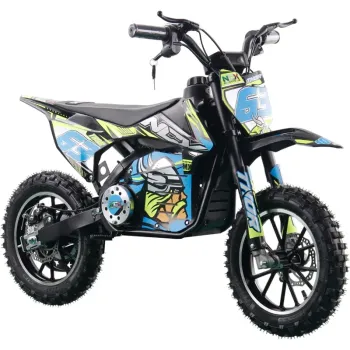 Mini Cross Elettrica Thor EVO 1000W 36V 12Ah - Colore Nero/Blu/Gialla - Vista 45° Frontale