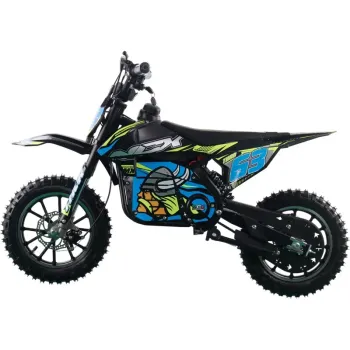 Mini Cross Elettrica Thor EVO 1000W 36V 12Ah - Colore Nero/Blu/Gialla - Vista 45° Laterale