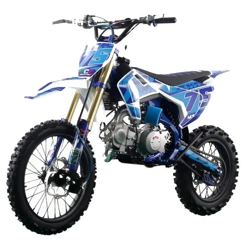 Pit Bike NCX SXR Evolution 140cc 17/14 - Colore Bianco/Blu - Vista Frontale Sinistra