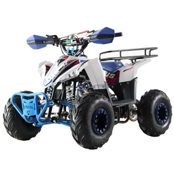 Quad NCX Furious 125cc R6 - Colore Bianco-Blu - Vista Frontale Sinistra