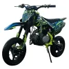 Pit Bike NCX SXR 125 Fluo 12/12 Doppia Marmitta (Telaio 17/14) - Colore Nero/Blu-Giallo - Vista 45° Frontale