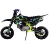 Pit Bike NCX SXR 125 Fluo 12/12 Doppia Marmitta (Telaio 17/14) - Colore Nero/Blu-Giallo -Vista 45° Laterale