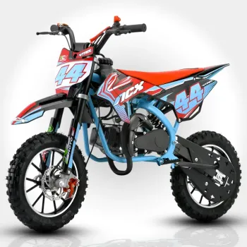 Mini Cross Vyper 50cc R10/10 Pro Race - Colore Celeste-Rosso - Vista 45° Frontale