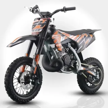 Mini Cross NCX Sxr 50 Doppia Marmitta 12/10 - Colore Nero/Arancio - Vista 45° Frontale