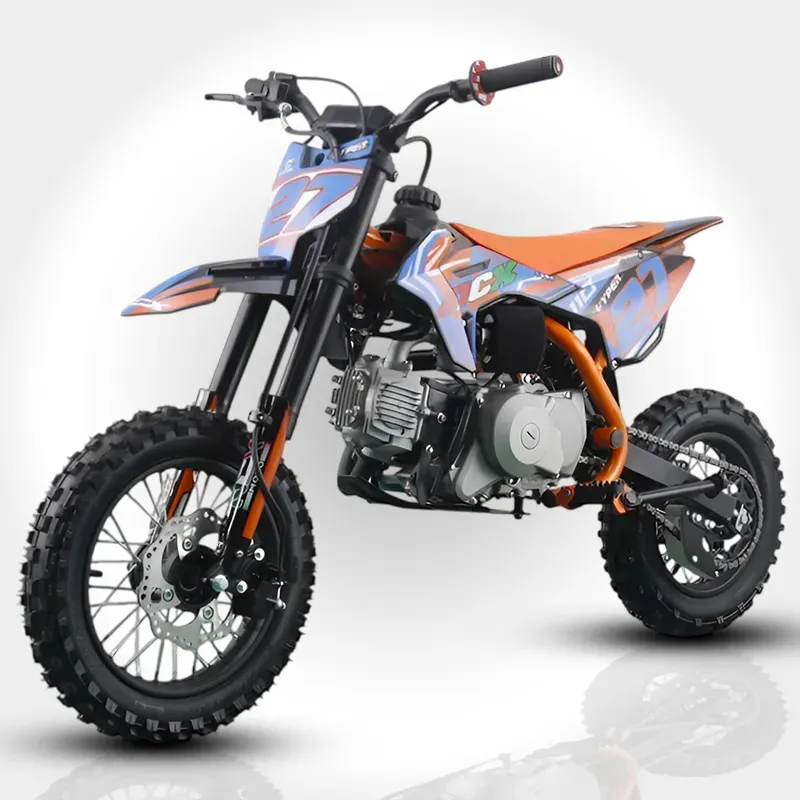 Pit Bike NCX Vyper 110cc Four Stroke 4T 12/10 - Colore Arancio/Blu - Vista 45° Frontale