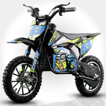 Mini Cross Elettrica Thor EVO 1000W 36V 9Ah - Colore Nero-Blu-Giallo - Vista 45° Frontale