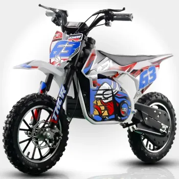 Mini Cross Elettrica Thor Basic 1000W 36V 7Ah - Colore Bianco-Rosso-Blu - Vista 45° Frontale