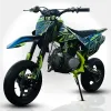 Pit Bike NCX SXR 125 Fluo 12/12 Doppia Marmitta (Telaio 17/14) - Colore Nero/Blu-Giallo - Vista 45° Frontale