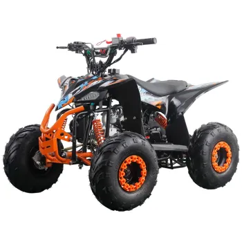 Quad Furious Six 125cc R6 Automatico + Retro - Colore Nero/Arancione - Vista 45° Frontale